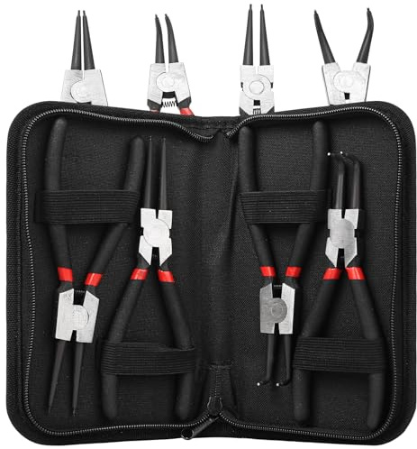 4 Pcs Heavy Duty Circlip Pliers Set, 6.7 Snap Ring Pliers Set, Internal/External C Clip Plier Set for Crimping Retaining Remover Circlips Items Plier