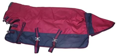 rockible Coperta Invernale per Cavalli in Tessuto Oxford 600D, Calda Fascia Addominale Imbottita, Resistente al Freddo, Impermeabile, per Cavalli, Burgundy Navy Blue M