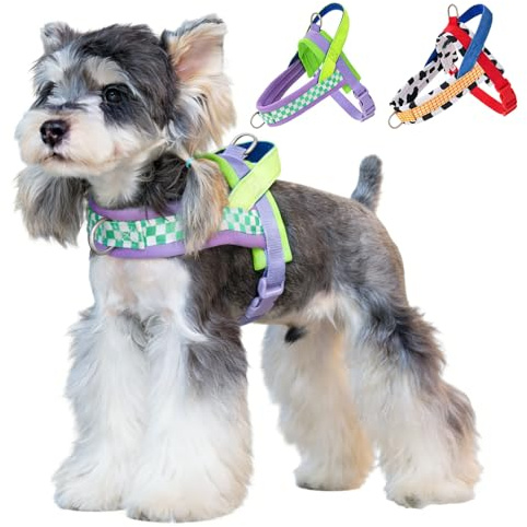 Anlitent Dog Harness with Handle for Small Dogs, Soft Padded No Pull Vest, Adjustable Chest Strap for French Bulldog Corgi Pug, Overhead Step-in Design, Comfortable Easy for Walking Training, 5-10KG