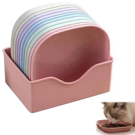 Cat Bowls 10 Pack Whisker Friendly Cat Dishes and Bowls, Shallow Cat Food Bowls for Organised Feeding, Cat Dishes and Pet Bowls for Multiple Cats