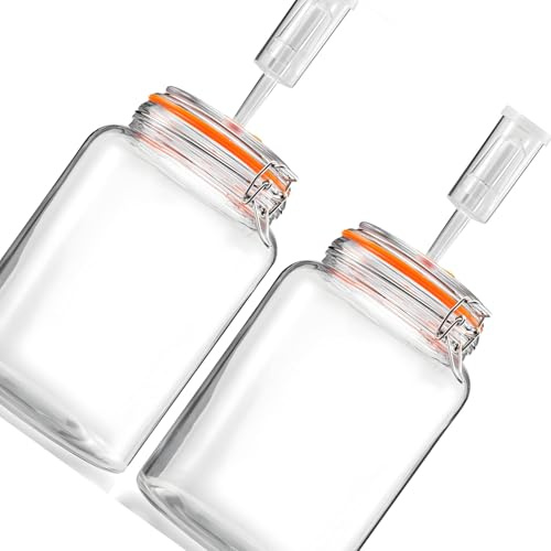 kokdid Paquete de 2 botellas de fermentación de vidrio reciclables de 2 L desarrolladas para principiantes y expertos que crean platos fermentados sabrosos de forma segura, paquete de dos