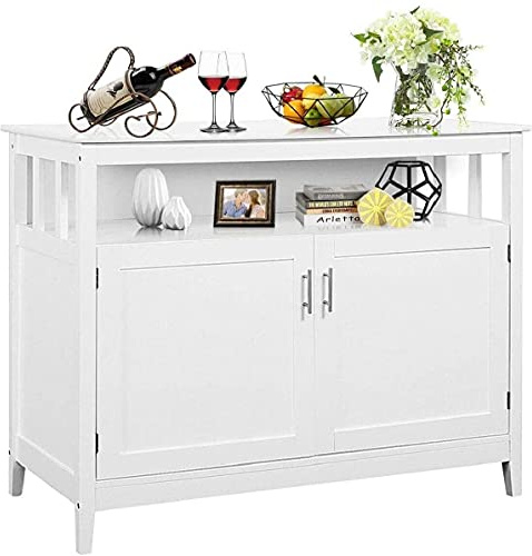 Costzon Buffet Cabinet, Wooden Sideboard with 2 Doors, Adjustable Shelf, Accent Coffee Bar Cabinet, Kitchen Storage Cabinet for Living Room, Hallway