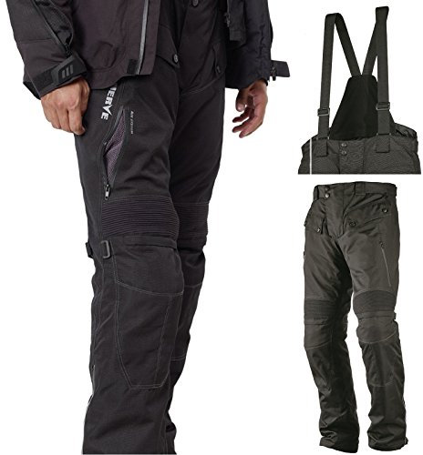Motorradhose Standard und Kurzgrößen -Spider- Herren Sommer Winter Motorrad Textilhose mit Protektoren und Hosenträger - schwarz - Standardgröße - XL