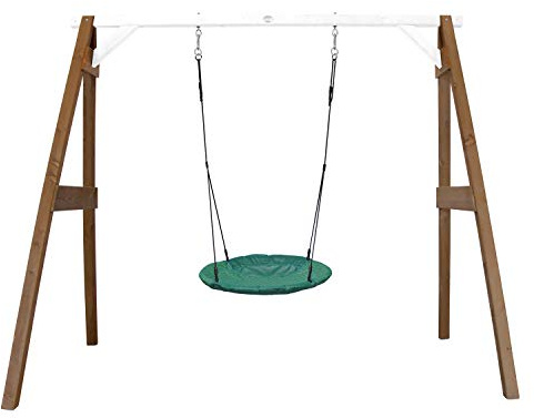 AXI Portique en Bois FSC Marron/Blanc avec Balançoire Nid d'Oiseau Enfant 100 cm Summer | Balançoire Ronde pour Le Jardin