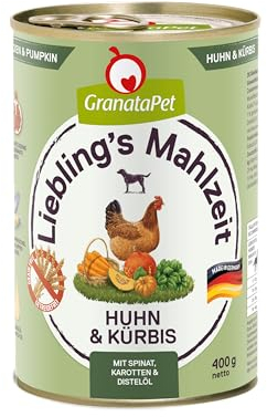 GranataPet Liebling's Mahlzeit Huhn & Kürbis, Nassfutter für Hunde, Hundefutter ohne Getreide & ohne Zuckerzusätze, Alleinfuttermittel, 6 x 400 g