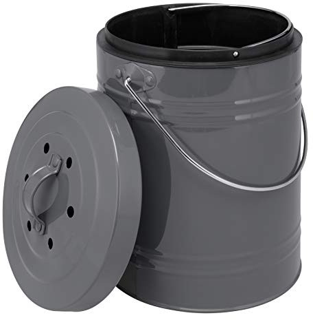 bremermann Komposteimer mit 5 Liter Inneneimer Aktivkohlefilter Bio Abfalleimer (Grau)