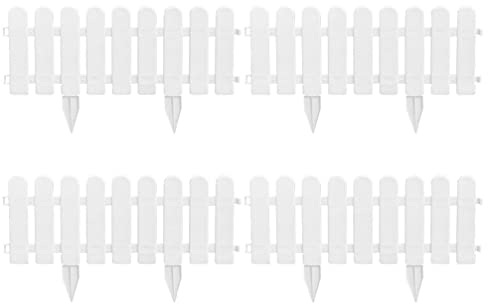 ULTECHNOVO Weißer Gartenzaun aus Kunststoff, flexibel, weiß, Lattenzaun, Gartenlattenzaun, Gartenzaun, Umrandung für Gartenlandschaftskante, 4 Set