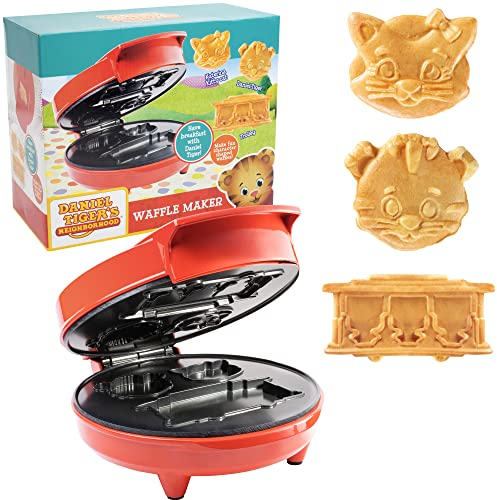 Daniel Tiger Waffle Maker Iron,Electric Nonstick Waffler Featuring 3D mini Character Shaped Waffles or Pancakes of Daniel Tiger, Make Breakfast Fun for Kids, Adults