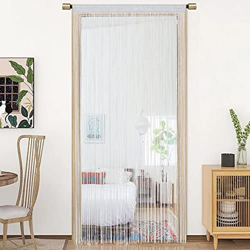 HSYLYM Cortina de Puerta Cortinas de Ventana Decoraciones de Puertas Separadores de Habitaciones Decoraciones para Habitaciones,Puertas,Paredes,armarios,diseño de una Pieza W90xL245cm Blanco