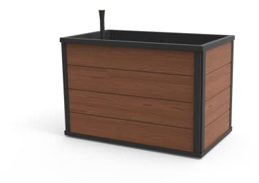 Keter - Maple URBAN Outdoor Pflanzkübel mit Holzoptik mit Rollen, 99 x 58 x 64,8 cm