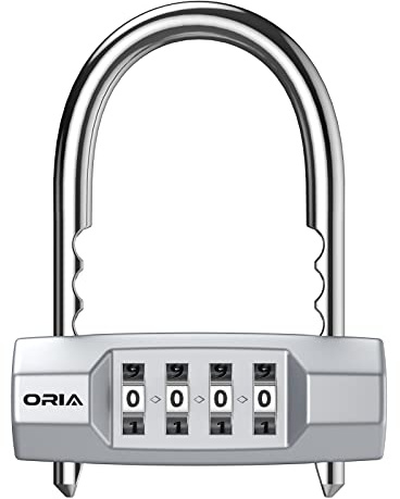 ORIA Candado Combinación 4 Dígitos Impermeable | Grillete Ajustable, Reiniciable, para Gimnasio, Taquilla, Cerca, Caja de Herramientas
