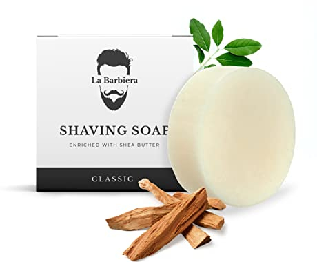 La Barbiera Solid Shaving Soap | 60g Refill Puck | Vegan and Plastic Free (Classic), Natural