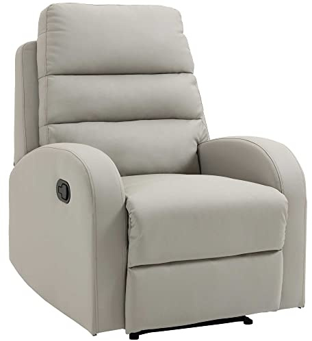 HOMCOM Poltrona Relax Reclinabile con Seduta Imbottita e Poggiapiedi per Casa e Ufficio, in Ecopelle, 80x91x102 cm, Grigio