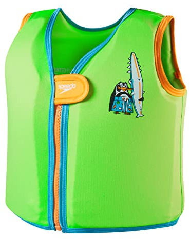 Speedo Unisex-Baby Character Printed Buoyancy Vest | Flotation | Learn to Swim | Swimming Lessons, Chima Azure Blue/Fluro Green, 1-2YR