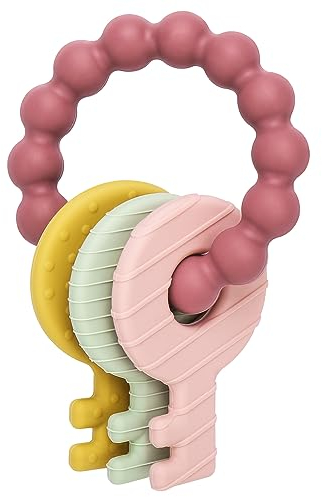 Beißring für Babys,Beißring Schlüssel Babys, BPA - Frei Baby Beißring Spielzeug Schlüssel, Baby Nom Zahnungshilfe für Babys ab 3 Monate - Beissring für Babys in Red