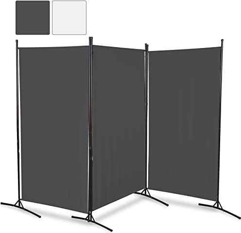 Gimisgu Paravent 260x180cm Raumteiler Groß Garten Stellwand Trennwand Balkon Sichtschutz, 3 Teilig, blickdichter Faltbar Paravent für Büros, Balkon - Anthrazit