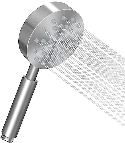SOMDARHK Soffione doccia a risparmio d'acqua in metallo: acciaio inox spazzolato ad alta pressione soffione doccia doccia a pioggia boost – rotondo bagno universale Shower head per bagno