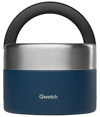 QWETCH - Stainless Steel Insulated Lunch Box with Handle - Food Container - Keeps Food Hot 5h / Cold 7h - Leakproof & BPA-Free (Midnight Blue, 650 ml)