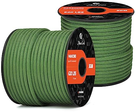 Abma Cord Paracord 620lbs 4mm 30M 100% Nylon Seil Typ 3 Schnur mit 9 Kern | Max 280kg (620lbs), Basteln, Camping, Survival, Outdoor