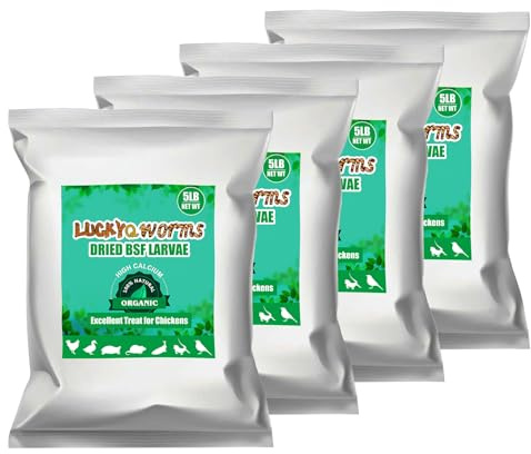 LuckyQworms Dried Black Soldier Fly Larvae 20LBS, 85X More Calcium Than Mealworms High-Protein BSF Larvae Chicken Treats Non-GMO BSFL for Chickens, Hens, Ducks, Wild Birds