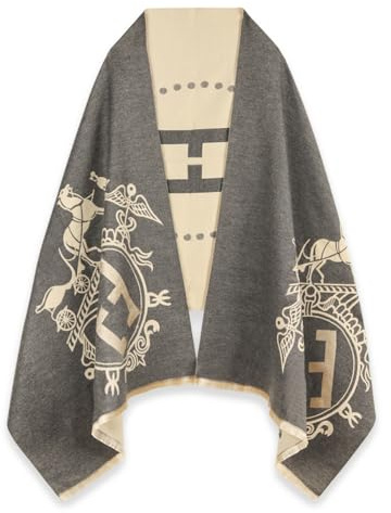 EXTREE Pashmina-Schal für Damen, seidiger Schal für Abendkleid, Decke, offener Poncho-Umhang, Afq-Schwarz, Medium