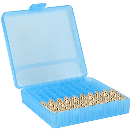 Prothens Munitionsbox Kunststoff Stapelbar Aufbewahrung Munitionskiste,blau(100 Schuss)-11.7 * 11.7 * 3.5cm