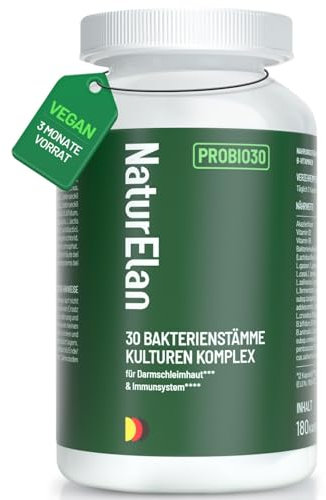 Probiotika PLUS Kulturen Komplex - 180 KAPSELN mit 30 Bakterienstämme, 20 Mrd. KBE/Tagesdosis, Magensaftresistent& Vegan, mit Lactobacillus & Bifidobakterien, 3 Monate, Darmflora