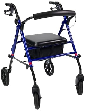 DMEone - Rollator Standard - blau - faltbar und leicht mit Sitz - Aluminiumgestell - Nylontasche