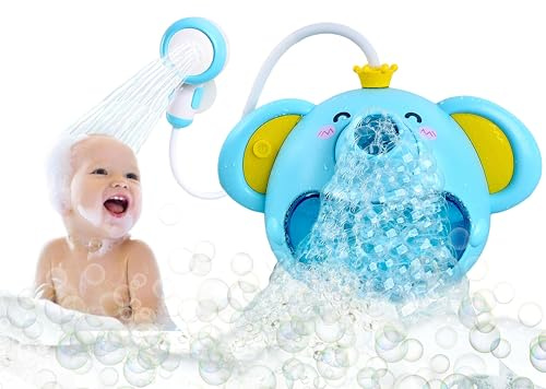 SPITZER TOYS Schaum-Elefant mit Babydusche, Badespielzeug mit Seifenblasen & Musik, Badewannenspielzeug für Mädchen & Jungen ab 1 2 3 4 Jahren - Geschenk für Kinder