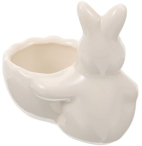 ABOOFAN Porte Œufs Céramique Forme Lapin Coquetier de Table Étagère à Œufs Décoration Minimaliste