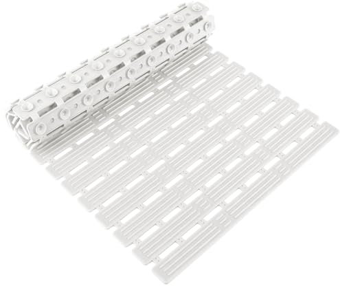 Tappetino da Bagno Antiscivolo, Tappetino da Bagno 68x40 cm, Tappetino da Doccia Lavabile in Lavatrice, Tappetino da Doccia in PVC, con Ventose e Fori di Drenaggio, per Doccia, Vasca da Bagno, Bianco