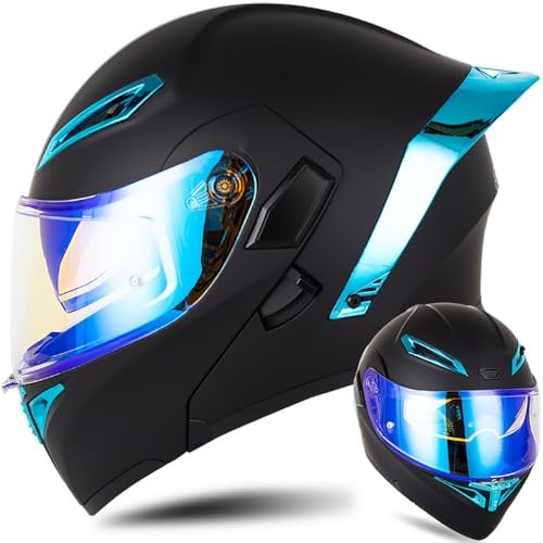 Motorradhelm Integralhelm Klapphelm ECE Zertifiziert Modularer Helm Doppelvisier Moped Street Racing Helm für Erwachsene Männer Frauen Roller Helm Sturzhelm Damen Herren Erwachsene