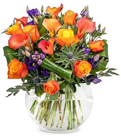 Tikal - Next Day Prime Delivery - Red Roses bouquet surrounded by Sandriana, Fragrant Eucalyptus and Palm Leaf - A Stunning Gift for Any Occasion - Brighten someone's day with flowers