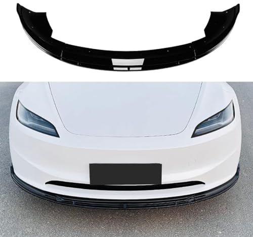 Auto Frontspoiler Lippe für Tesla Modèle 3 Highland 2024+ Kratzfest Kollisionssicher Lippenspoiler Frontstoßstangenlippe,B/Gloss Black