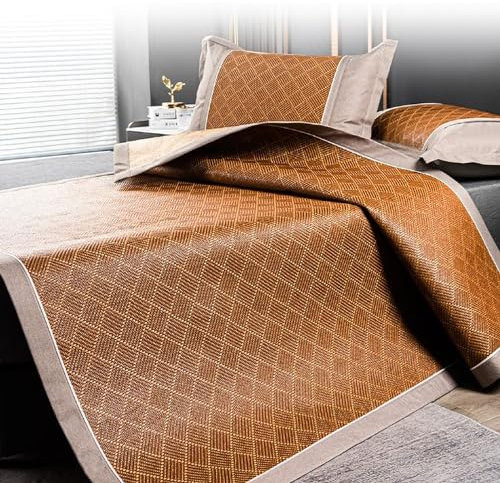 Sommer Kühlung Pad Kühlung Bettdecke Matratze Sommer-Schlafmatte, faltbare doppelseitige Bambusmatte fürs Bett, Sommer-Bambus-Bettmatte, Matratzenauflage, Rattan-Kühlmatte, atmungsaktiver karbonisiert