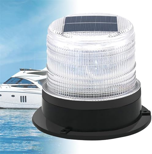 Luce stroboscopica Solare, Luce Lampeggiante di Sicurezza con Forte Base Magnetica, Luce Marina Impermeabile per Traffico, Fabbrica, Navigazione in Barca,Bianco