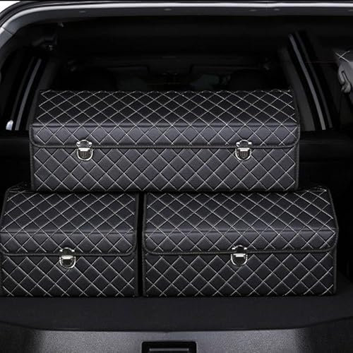 JSYDMA Kofferraum Organizer für Tesla Model 3 Model S Model X Model Y, wasserdichte, mit Deckel, Faltbare Aufbewahrungstasche PU Leder, mit großem Stauraum,C-L-geruit zwart