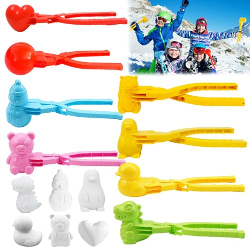 Snöbolltång, 8 stycken snöbollsformare, vintersnöbollsformleksak, sandboll snöbollsklämma, snöbollsmaskin verktyg med handtag, snöbollsklämma för barn att leka utomhus