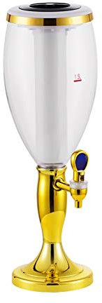 Distributeur de tour de bière Distributeur de boissons doré, tour de bière 1,5 L/3 L avec robinet, lumières LED et tube de glace, parfait pour bar, fête, restaurant KTV, distributeur de boissons de