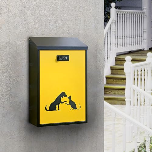 Boite Aux Lettres Sur Pied, Boite À Lettre, Boîte Aux Lettres Murale, Boîte À Suggestions Avec Serrure À Combinaison, Jolie Découpe, Boîte Aux Lettres Sécurisée, Capacité Moyenne, Noir Et Blanc(Black)