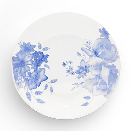 Wade WA967014BLU Blue Floral Side Plate with Pale Blue & White Floral Pattern, Crafted from Earthenware, Made in Stoke-on-Trent, 22.75cm, Blue