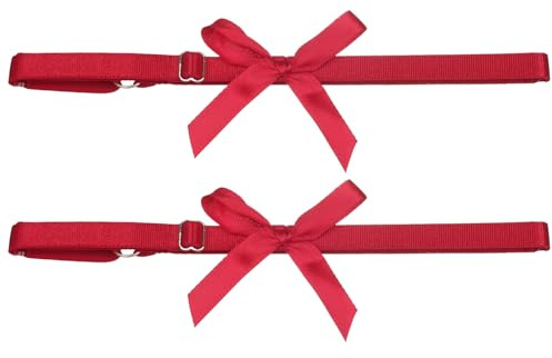 Ligas blancas para novia, Ligas de boda para novias, Paquete de 2 Ajustable correas elásticas para los muslos con lazo Blanco (Rojo)