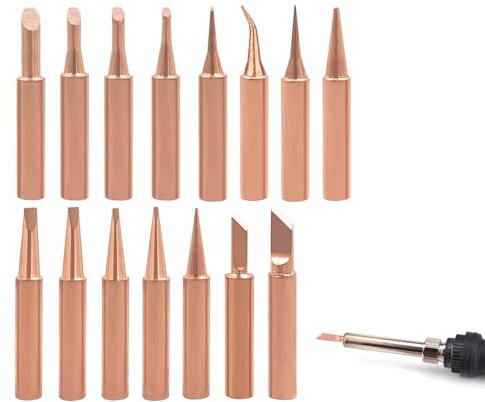 GUTERTOP 15 Stück Lötkolben Set 900m Lötspitzen, Lötkolben Spitzen Bleifreies Lötspitze Kompatibel mit Hakko, Yihua, Atten & Mehr, für Lötstation, Schweißen, Löten usw