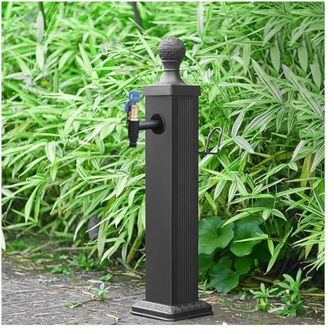 Colonna d'acqua da giardino per esterni, con rubinetto in rame pieno antigelo, fontana idrante, design rotondo (basso C)