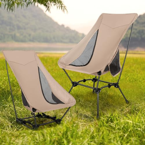 Strixorn Silla de camping con respaldo alto, plegable, 120 kg, ligera, con 2 bolsillos laterales, ultraligera, para exteriores, senderismo (03)