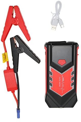 Démarreur de Saut Portable, Bloc d'alimentation de Démarreur de Batterie de Voiture 12 V avec Boussole D'affichage LCD et Lumière LED, Démarreur de Saut de Voiture à Port de Type