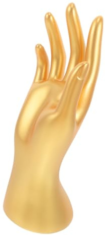 Kunststoffhandmodell Handmannequin Schmuckhalter für Ringe Gold | Präsentationsständer für Schmuck, Sichere Handhabung, Formstabil und Dekorativ, für Ringe und Auslage