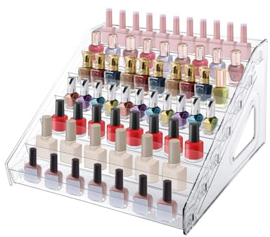 HIFILTURE 7 Layers Nail Polish Organizer Holder Rack, Clear Display Rack for Cosmetics Sunglasses Essential Oil, Stand Makeups Storage Case Eyeglasses Shelf Lipsticks Holder