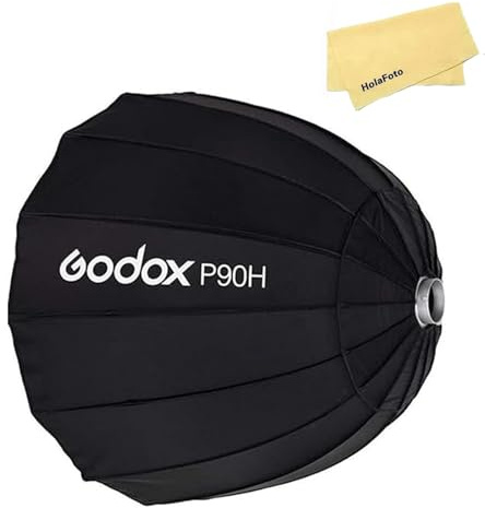 Godox P90H 90cm Tragbare Tiefe Parabolische Softbox,16 Metallstangen mit Bowens-Halterung,Kompatibel mit Studioblitz SK400II SK300II DP600III DP400III und Outdoor-Blitz AD600 Pro AD600BM