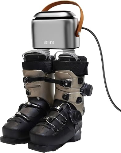 SOTHING Boot Dryer, 95W Rapid Drying with 3 Heat Levels, Ozone Fresh Mode, 1–9H Timer, Smart Touch Panel, Retractable Hoses & Overheat Protection – Portable Ski Boot & Snowboard Boot Dryer